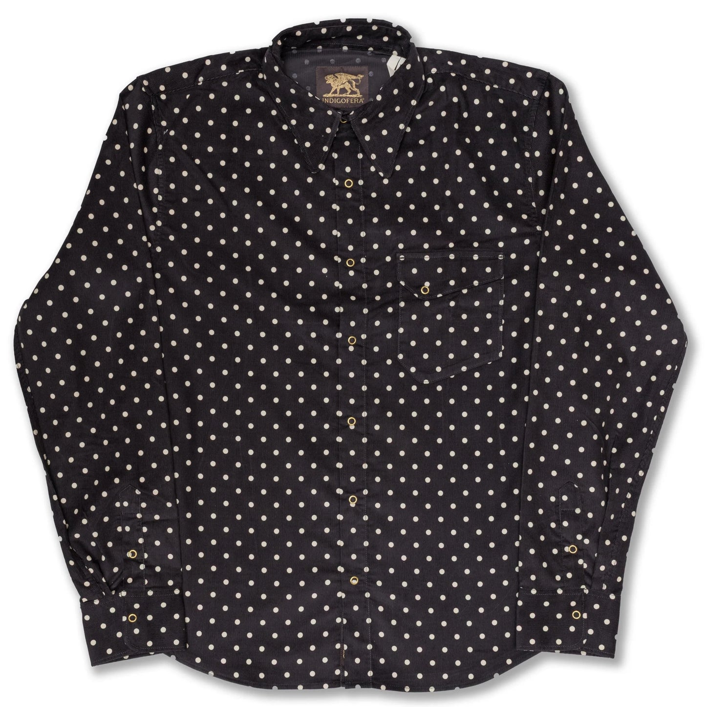 Indigofera - Ike Corduroy Polkadot Black Shirt