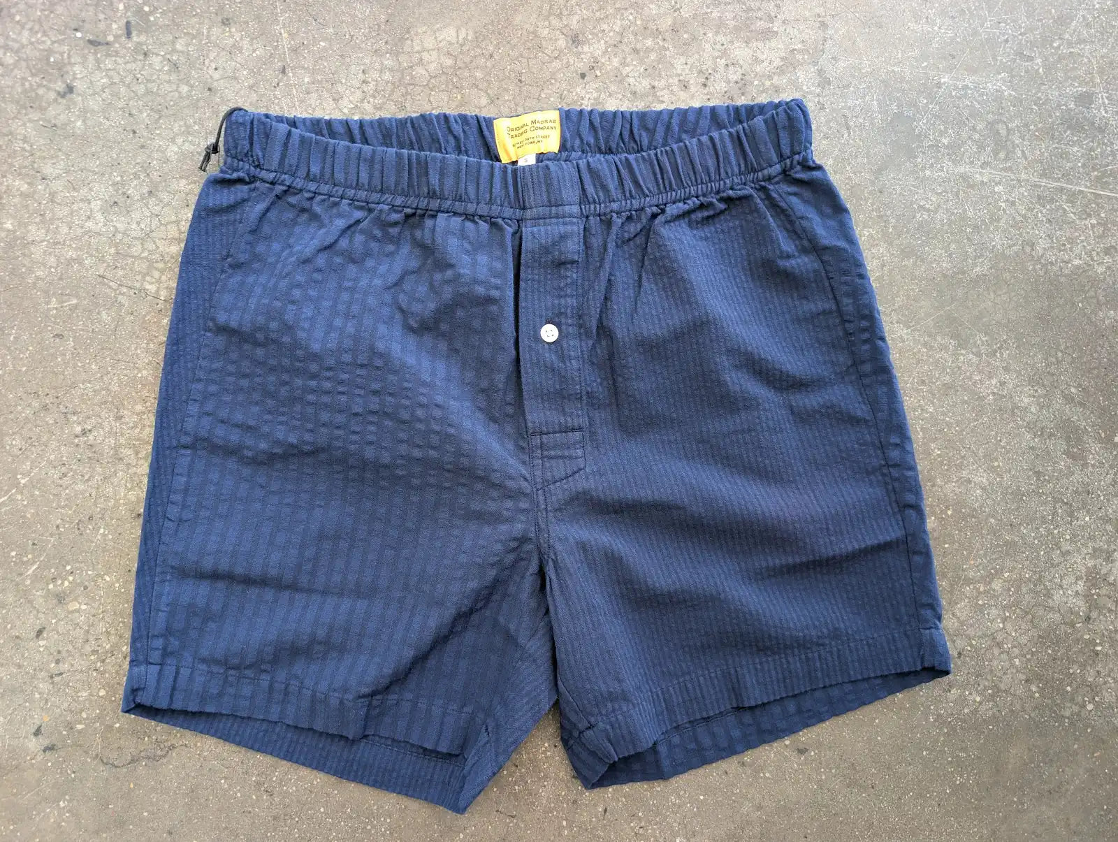 Original Madras Trading Company Boxer Shorts  -Blue Seersucker