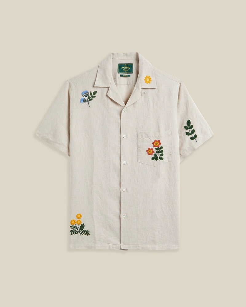Portuguese Flannel Spring Embroidery Short Sleeve Shirt