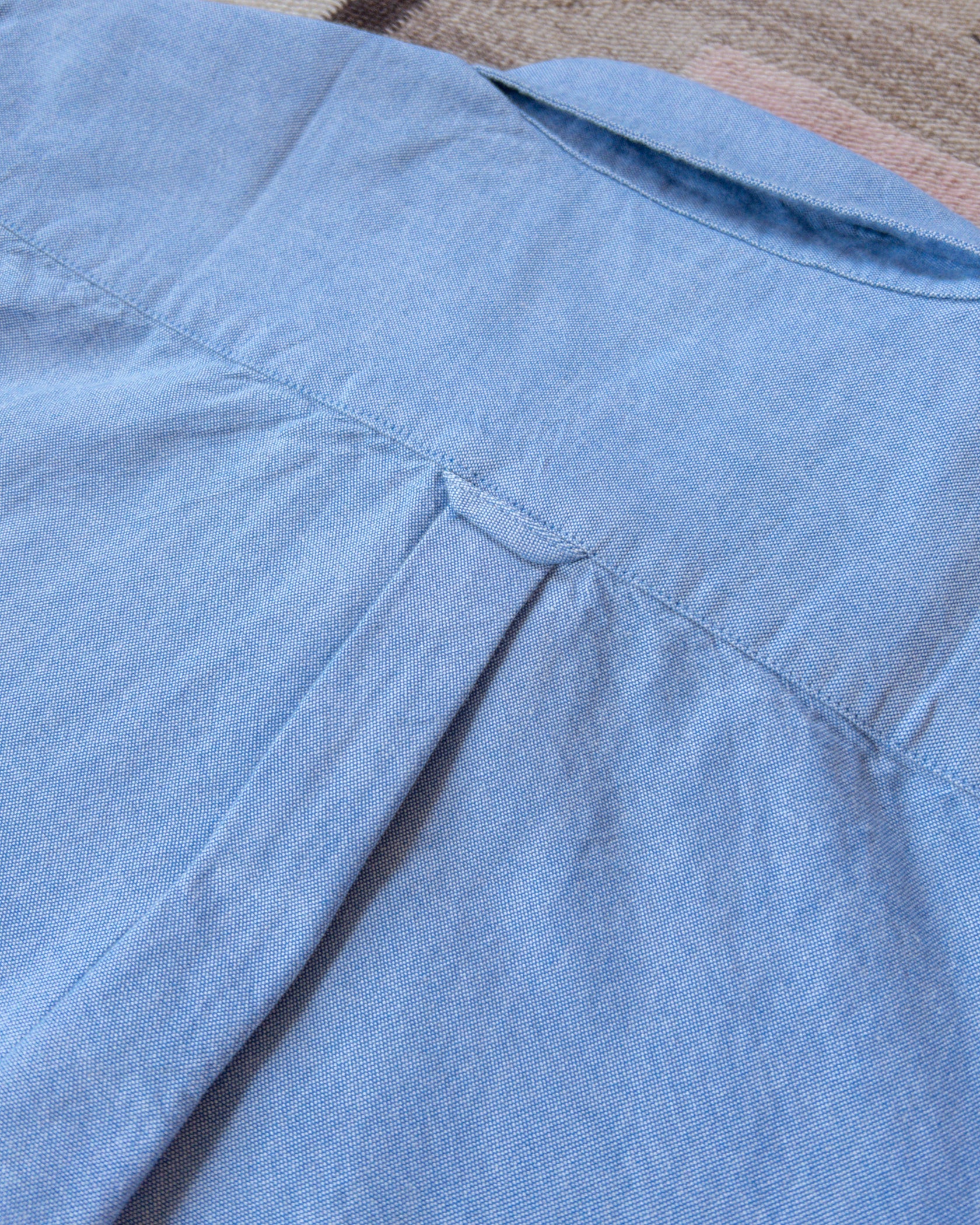 The first product from Wythe. These oxfords were inspired by vintage American oxfords from the 1960's worn by every leading man from Miles Davis to Paul Newman.

We kept the original generous button down collar that is unlined for an expressive roll that looks just as great button or left unbuttoned and left to fly. This oxford is cut to fit comfortably relaxed against the body, not exactly slim but not at all the baggy shirts you may associate with oxfords.

All Wythe oxford shirts are washed multiple time
