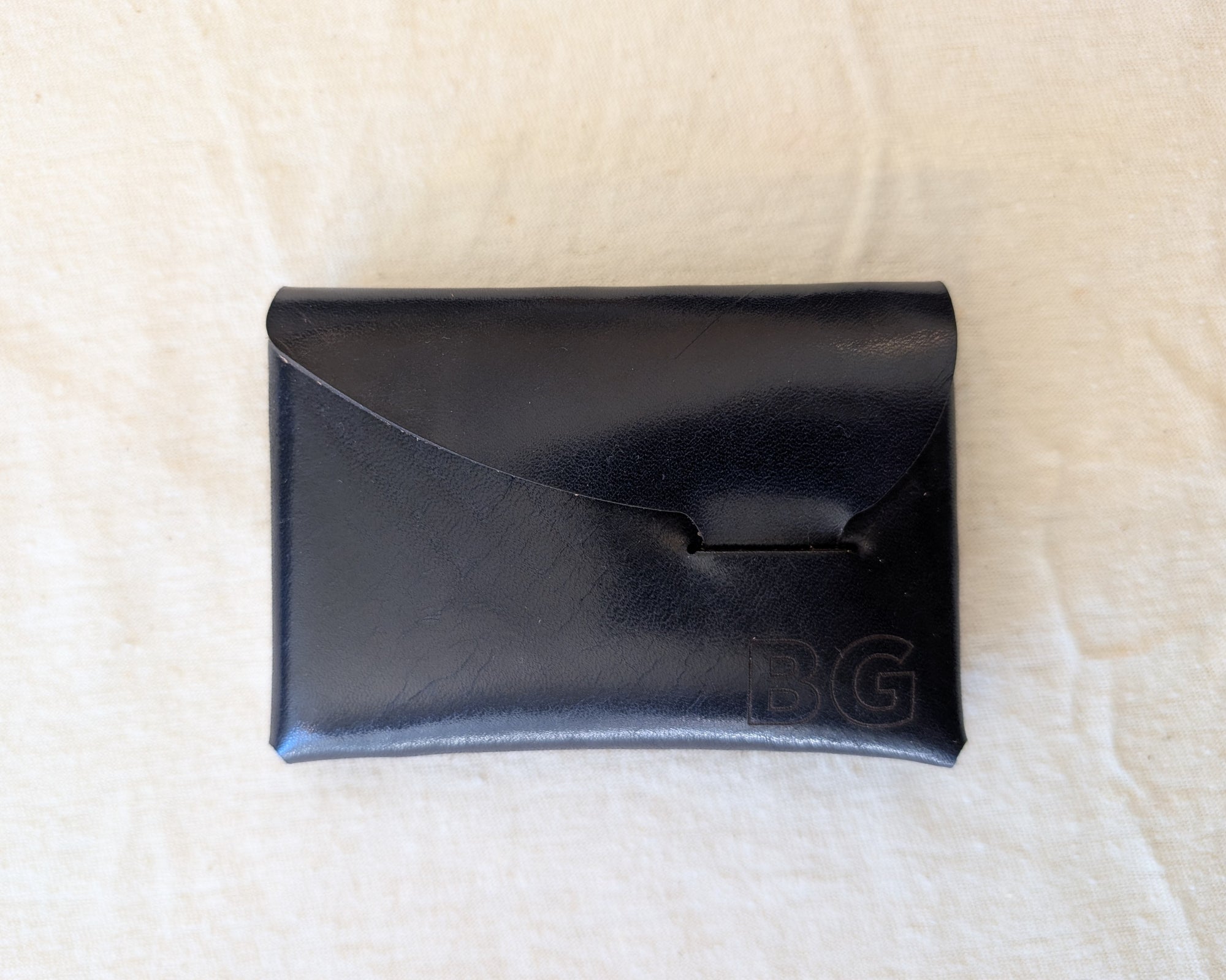 Indigo Leather Stitchless Flap Wallet with BG logo