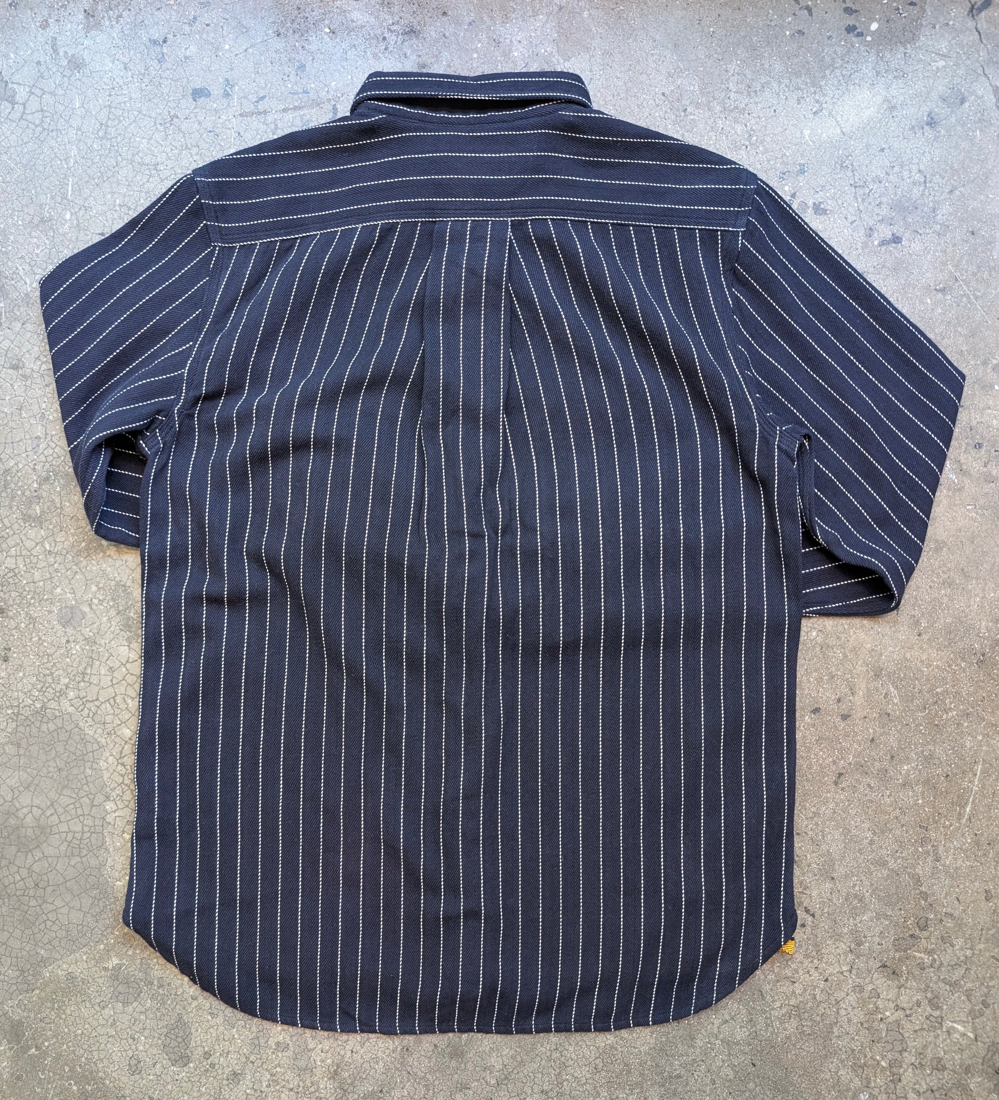 Original Madras Trading Company Utility Shirt - Two Ply Flecked Dark Navy Pinstripe