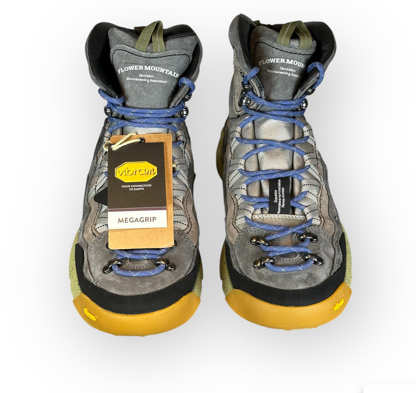 Flower Mountain - BANKEI UNI Leather and fabric high-top sneakers - Anthracite-Grey