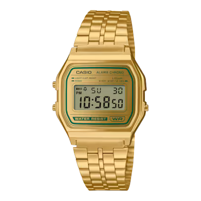 Casio Vintage Gold Watch with Green Highlight