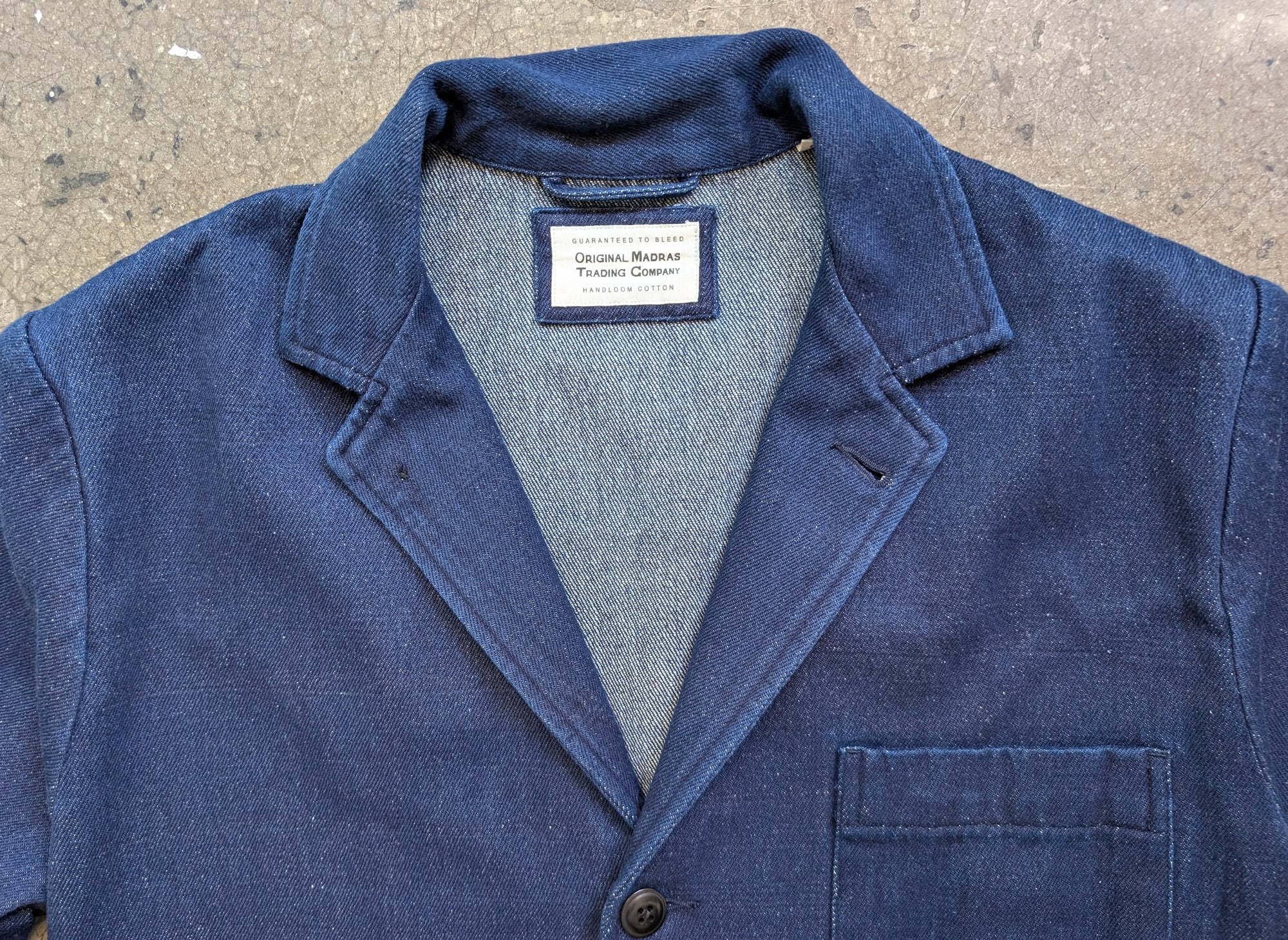 Original Madras Trading Company 3 Button Soft Jacket - 10 Oz Twill Indigo Denim