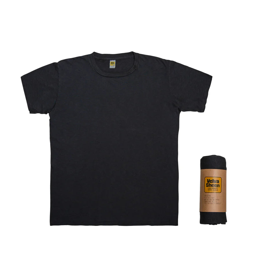 Velva Sheen Rolled Short Sleeve Tee-Washed Black