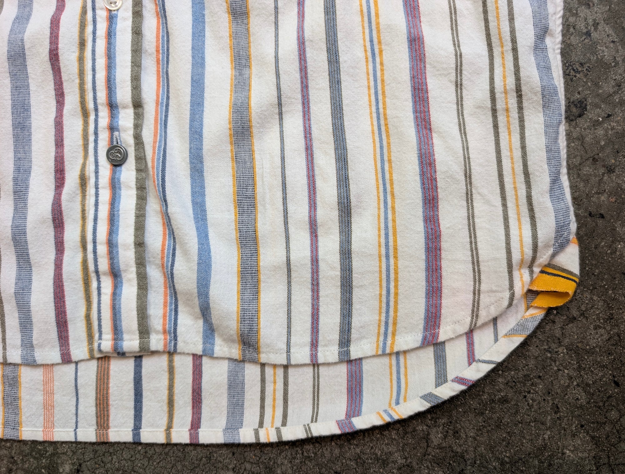 Original Madras Trading Company Classic Button Down Collar Long Sleeve Shirt - White Winter Madras Multi Stripe