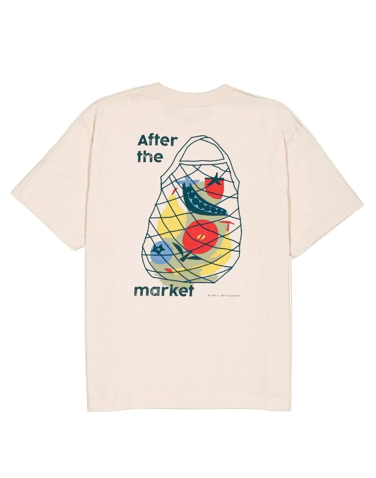 The graphic universe of the artist Simon Landrein, screen printed on the heart and back of this loose GOTS certified organic cotton t-shirt. Here in gray tones, it also exists in cream.
