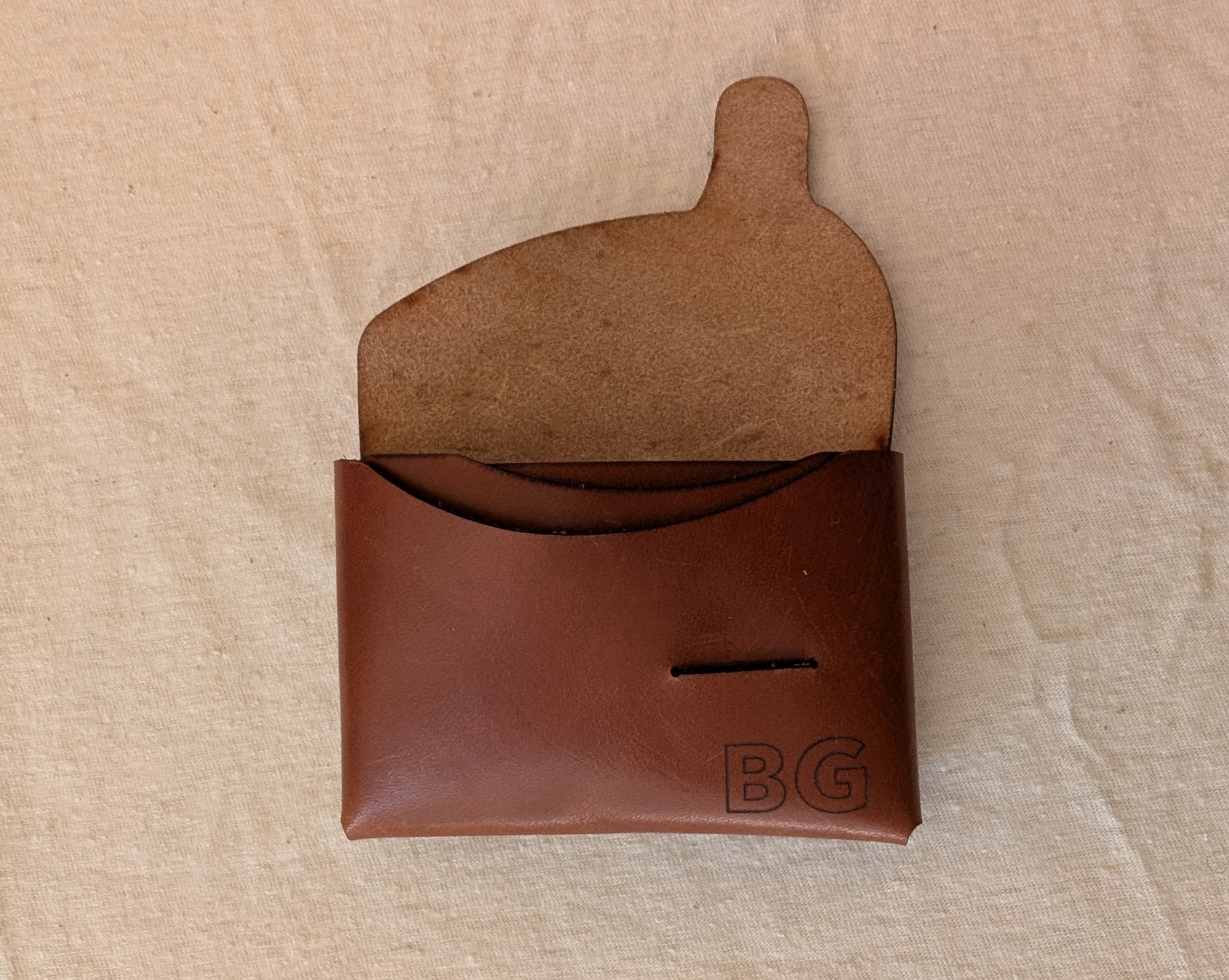 Tan Leather Stitchless Flap Wallet with BG logo
