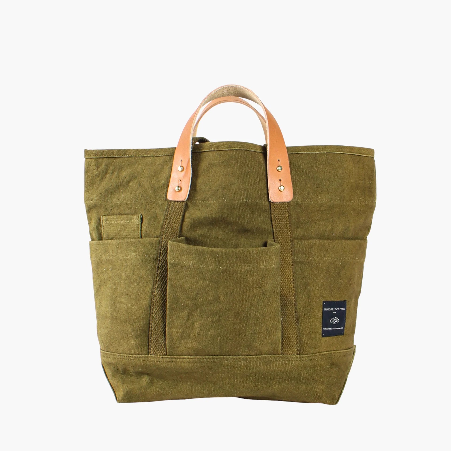 Immodest Cotton Construction Tote -Olive