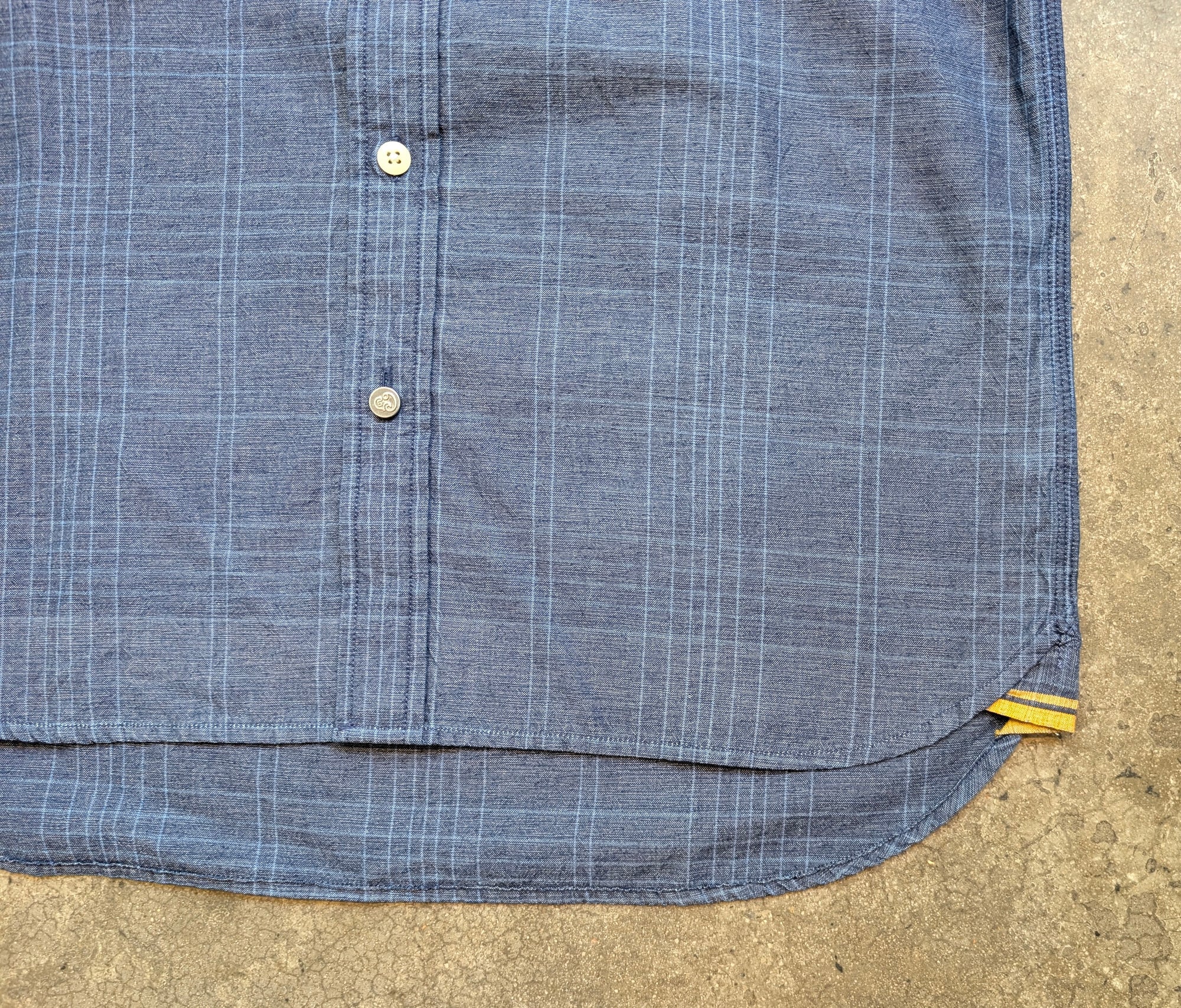 Original Madras Trading Company Utility Shirt - Indigo Check Chambray