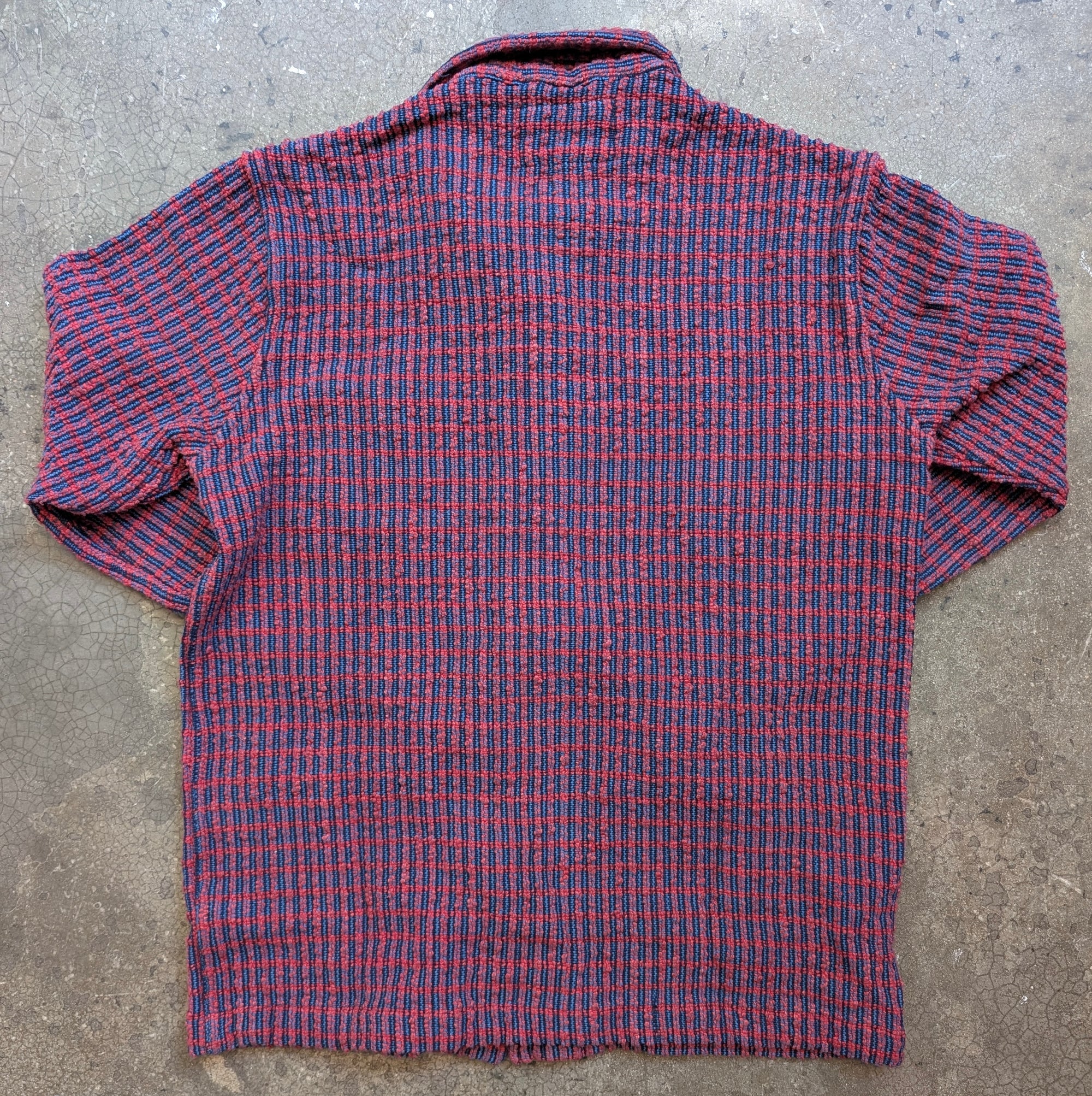 Original Madras Trading Company Shirt Jacket - Chenille Two Way Rib Red Blue Check