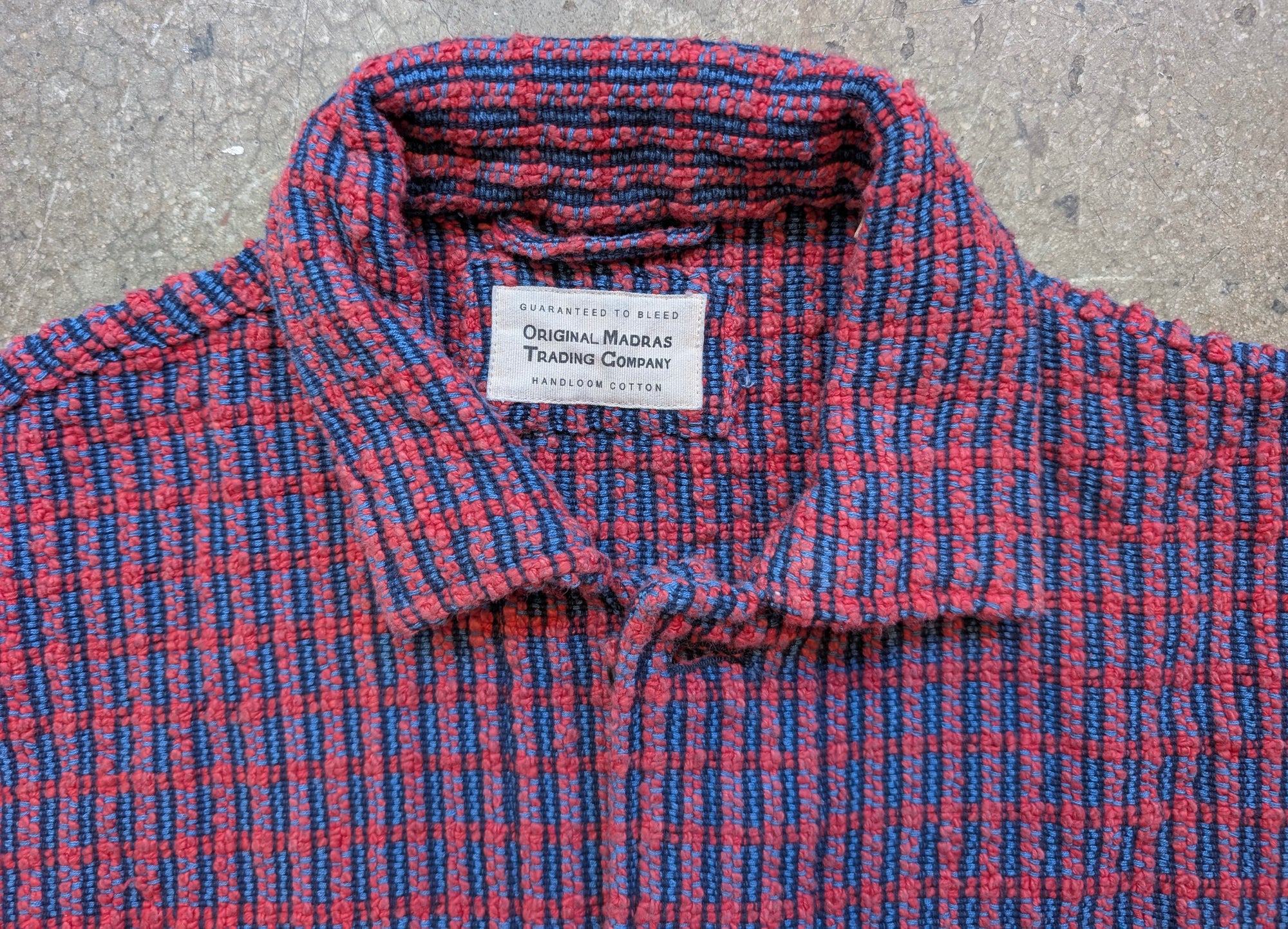 Original Madras Trading Company Shirt Jacket - Chenille Two Way Rib Red Blue Check