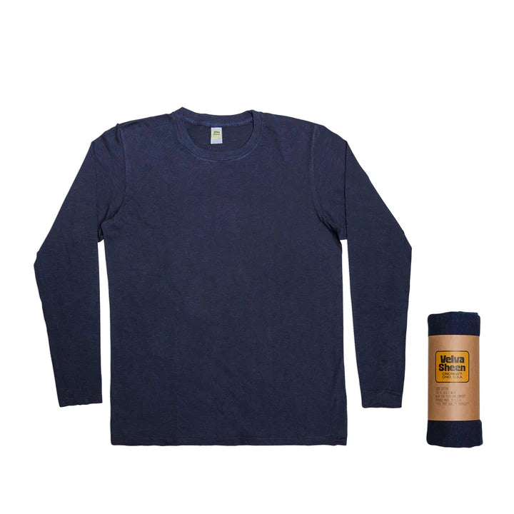 Velva Sheen Rolled Long Sleeve Tee-Navy
