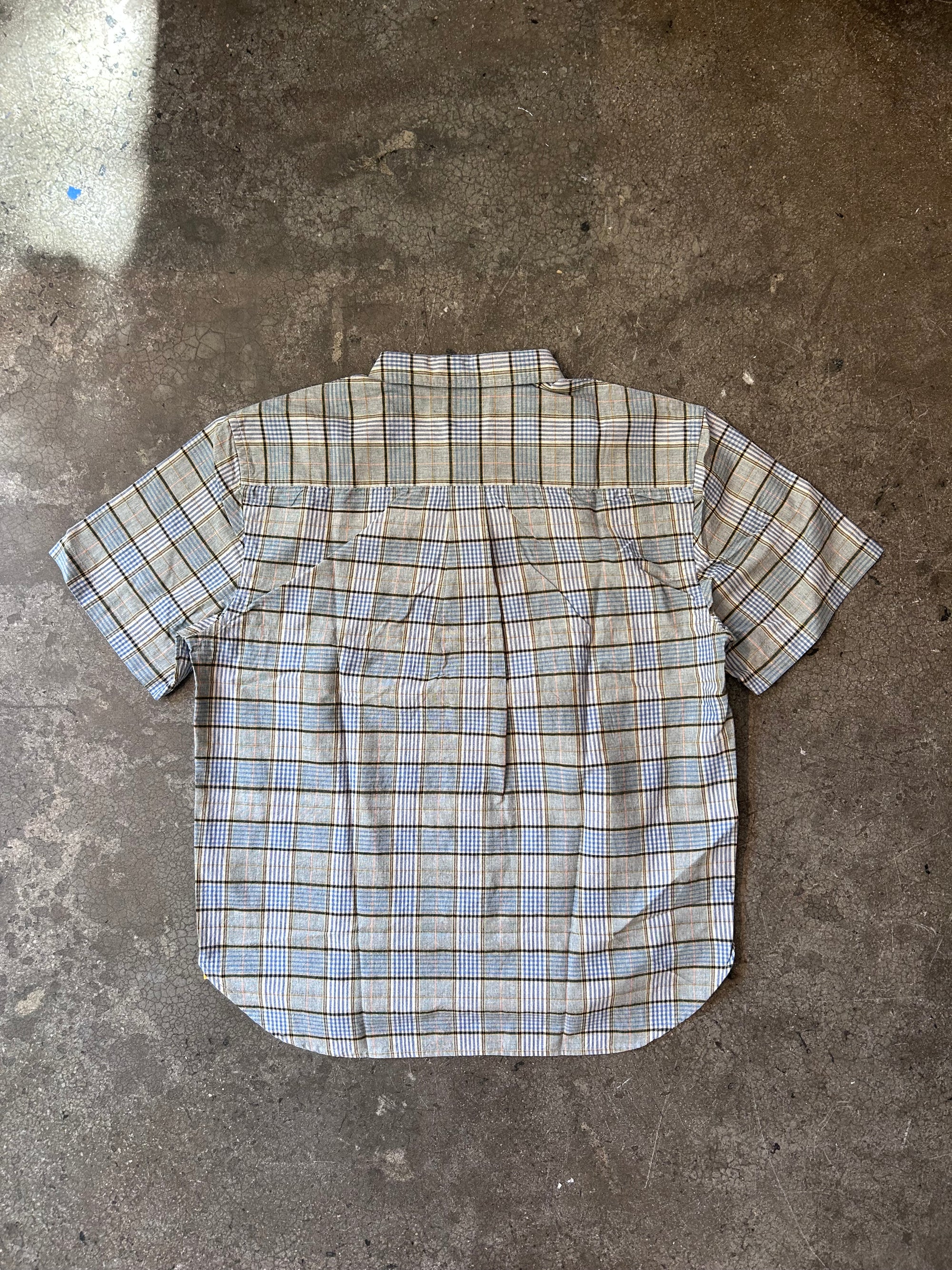 Original Madras Trading Company Lax Short Sleeve Shirt - Blue Grey Compact Weave Madras Check