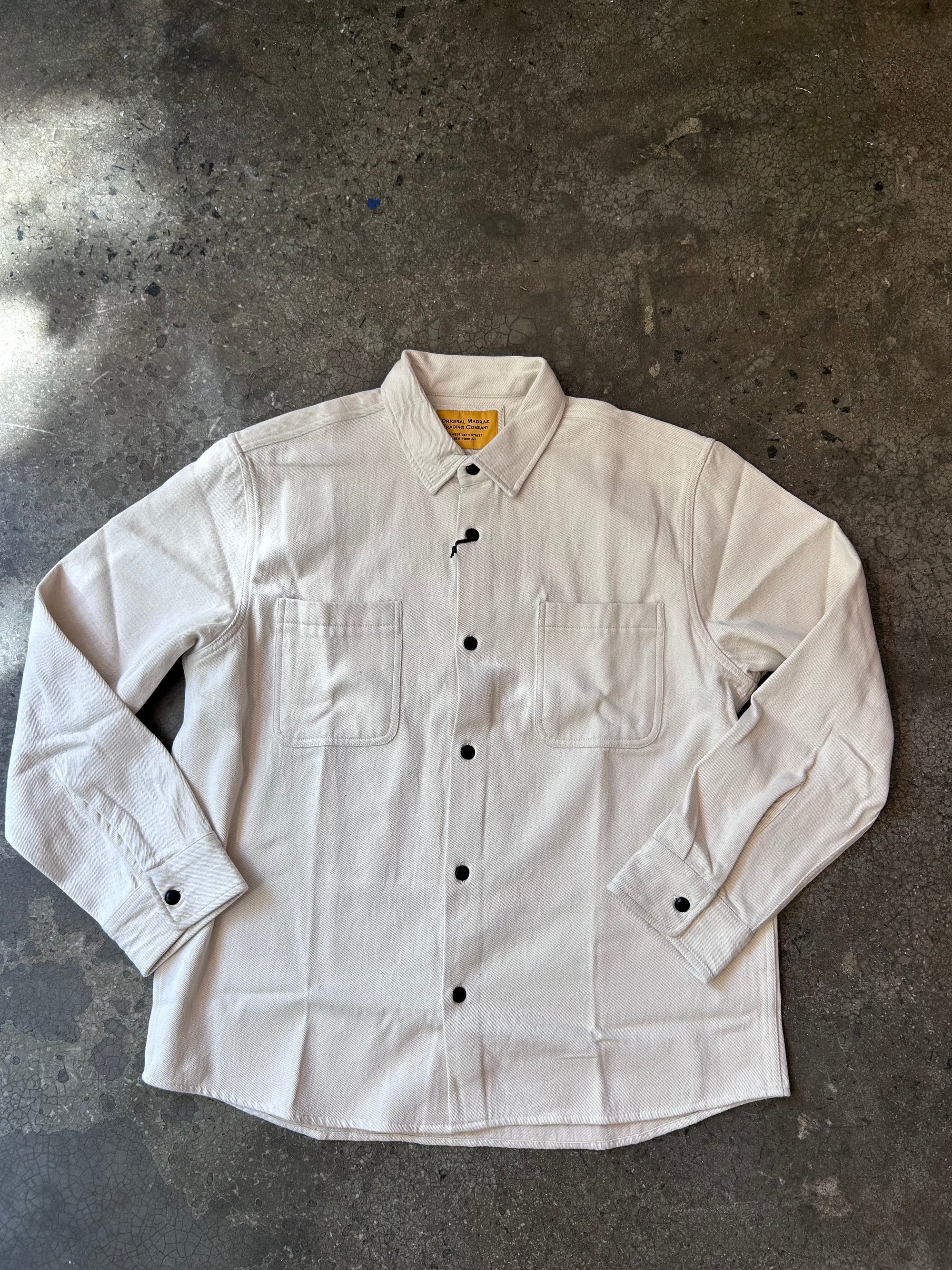 Original Madras Trading Company Round Tail Over Shirt - Cream Denim Weave