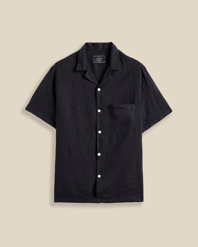 Portuguese Flannel Linen Camp Collar Short Sleeve Shirt