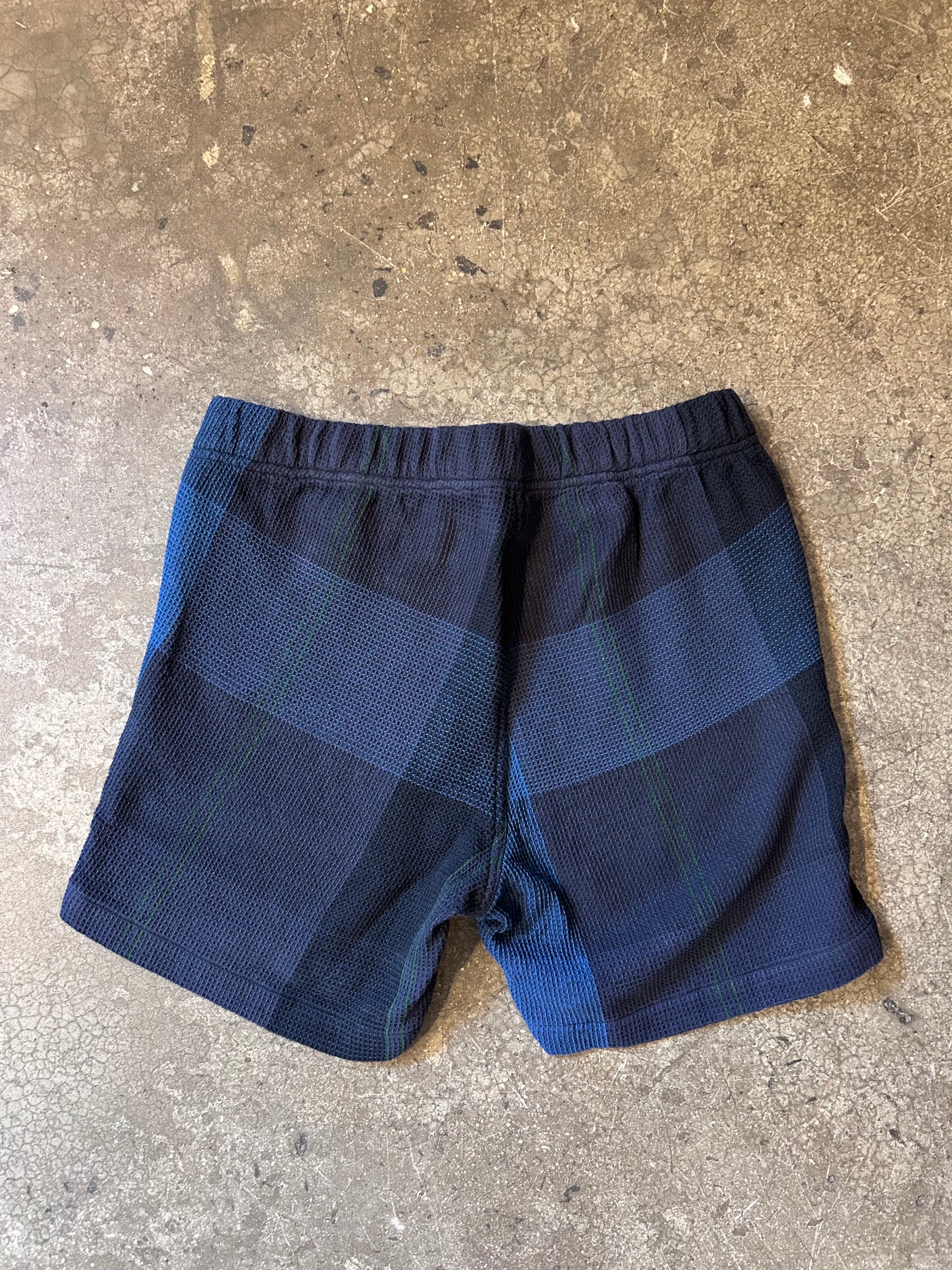 Original Madras Trading Company Boxer Short - Blue Waffle Weave Madras Check