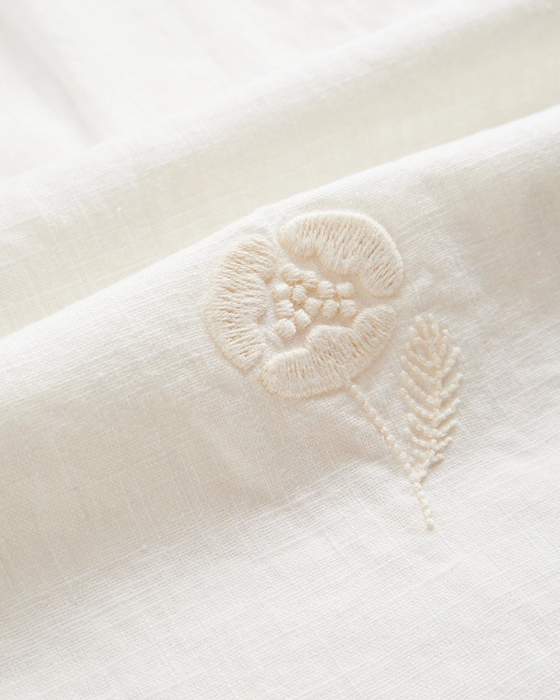 Portuguese Flannel Embroidery Nature Ramie Short Sleeve Shirt