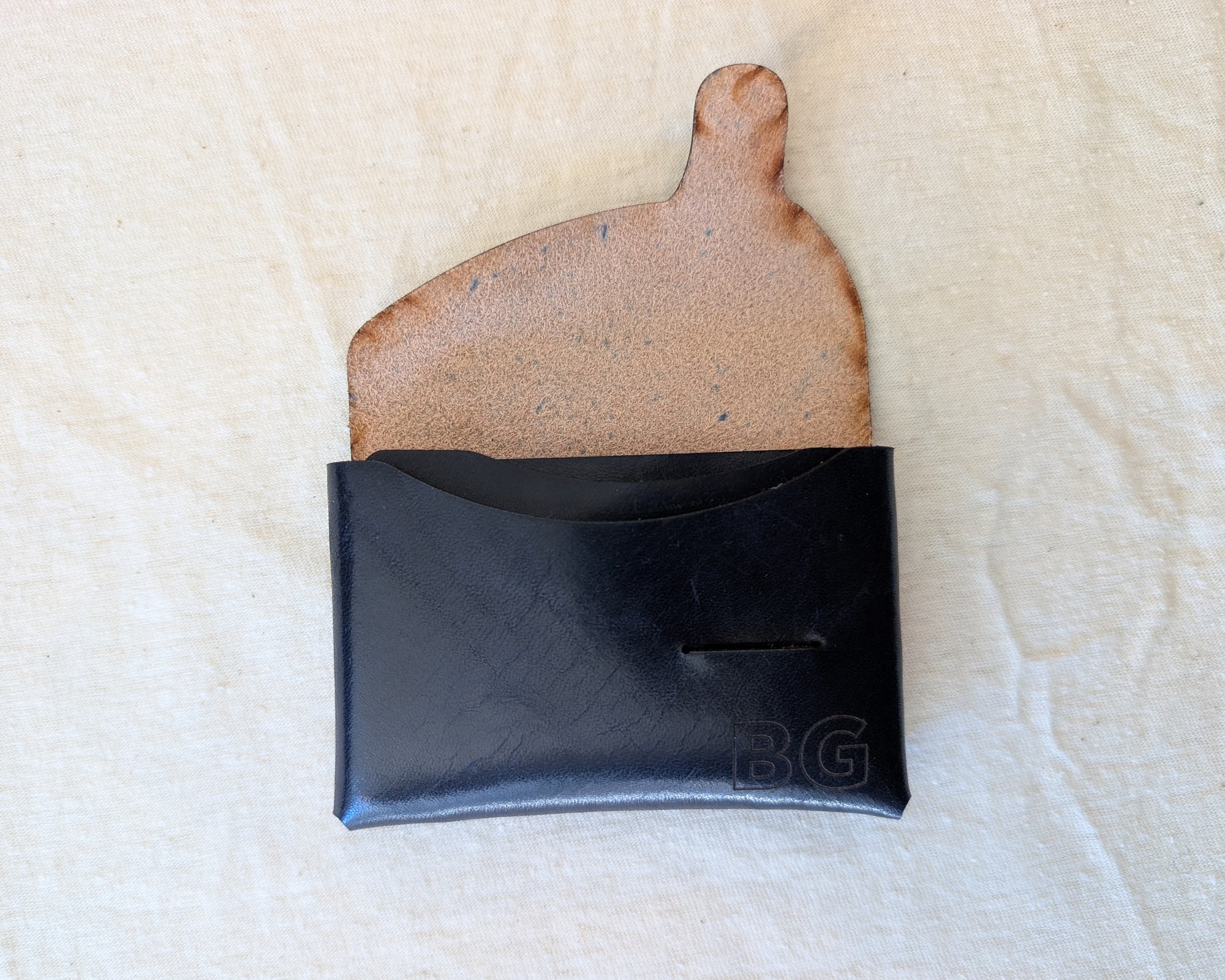 Indigo  Leather Stitchless Flap Wallet with BG logo