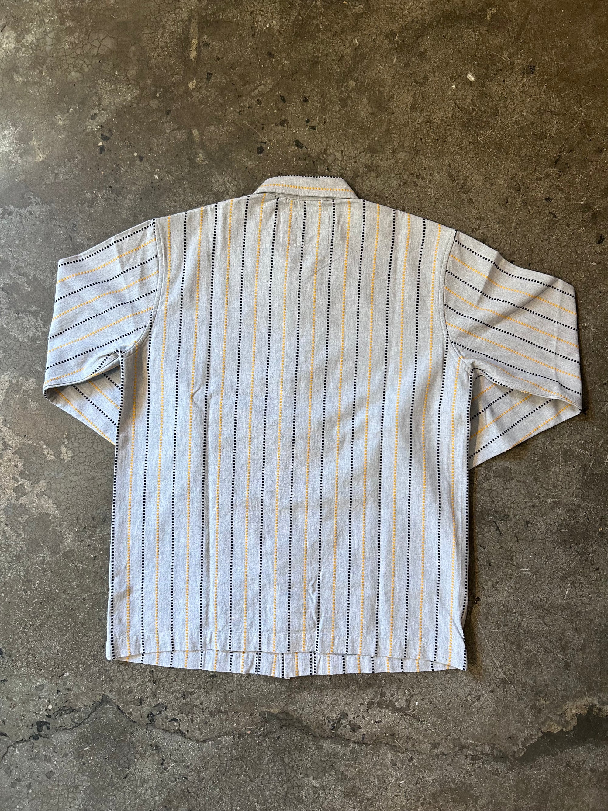Original Madras Trading Company Shirt Jacket - Grey Yellow Jacquard Weave
