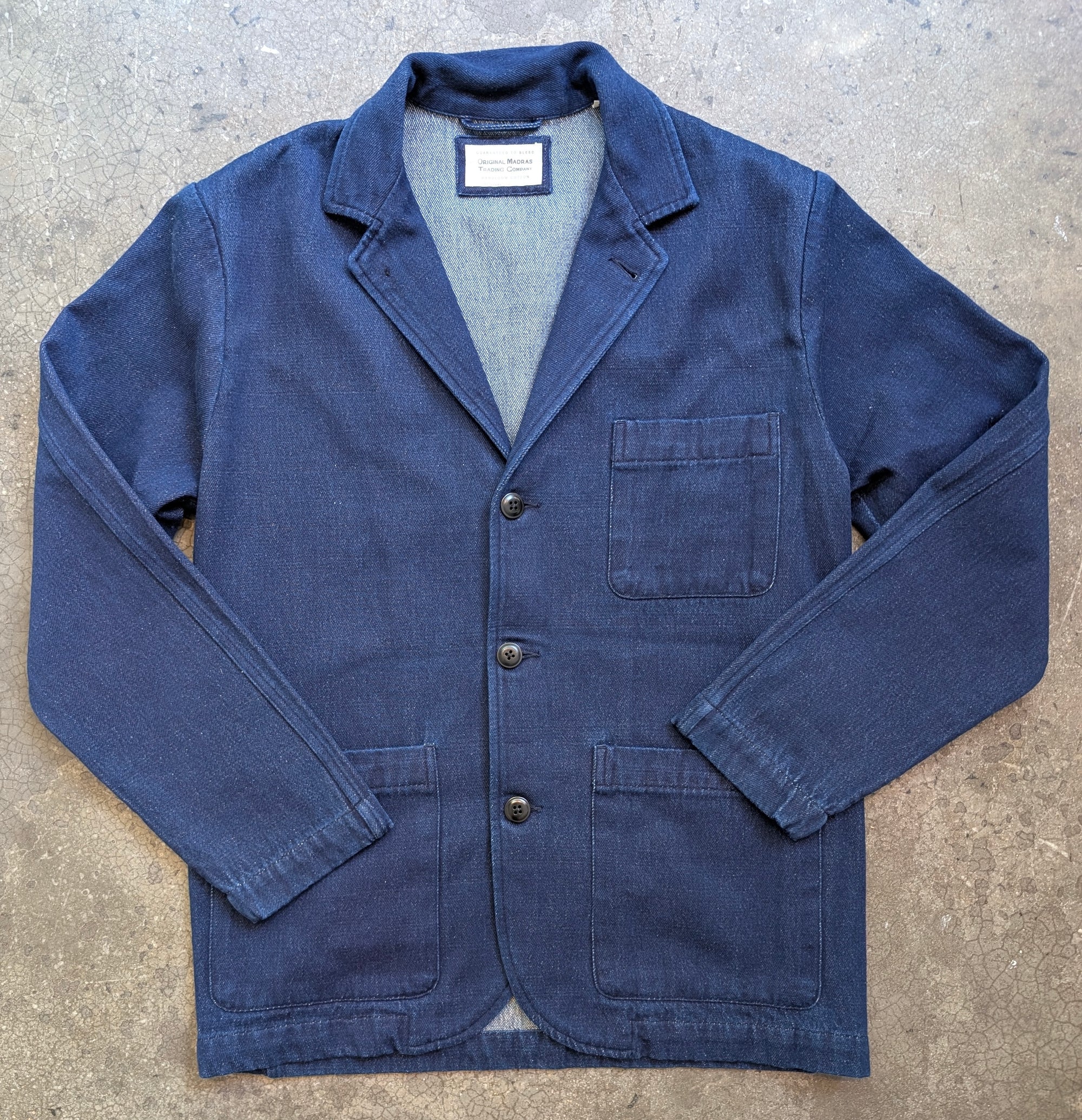 Original Madras Trading Company 3 Button Soft Jacket - 10 Oz Twill Indigo Denim