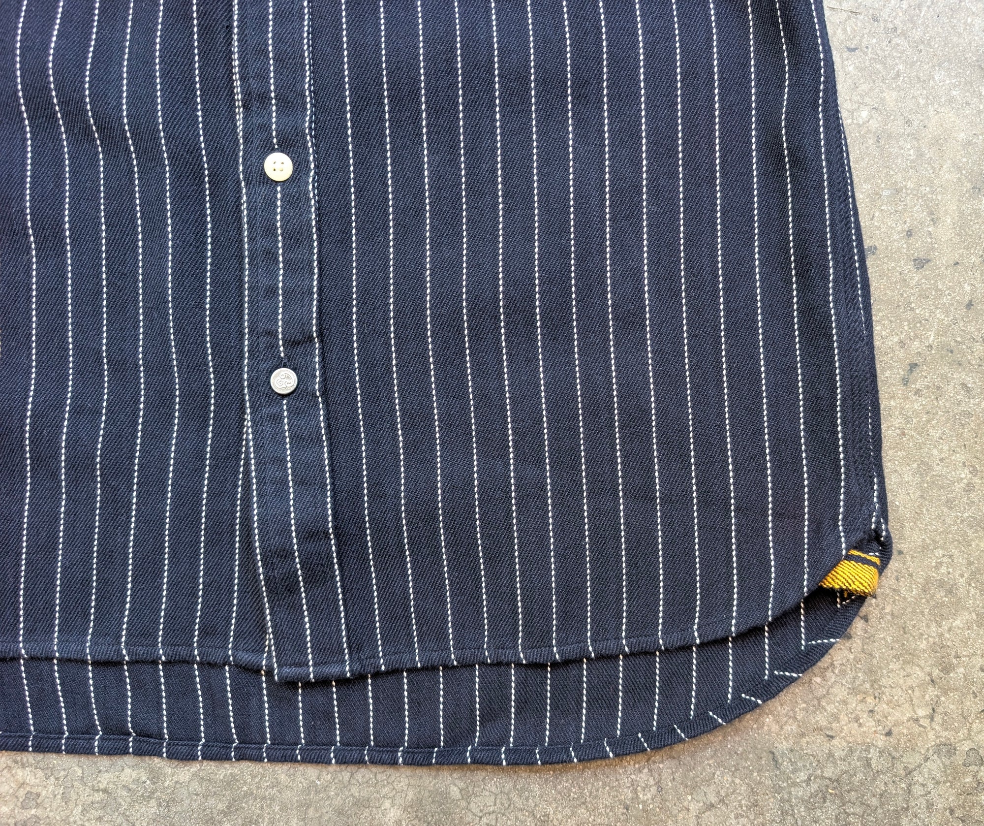 Original Madras Trading Company Utility Shirt - Two Ply Flecked Dark Navy Pinstripe