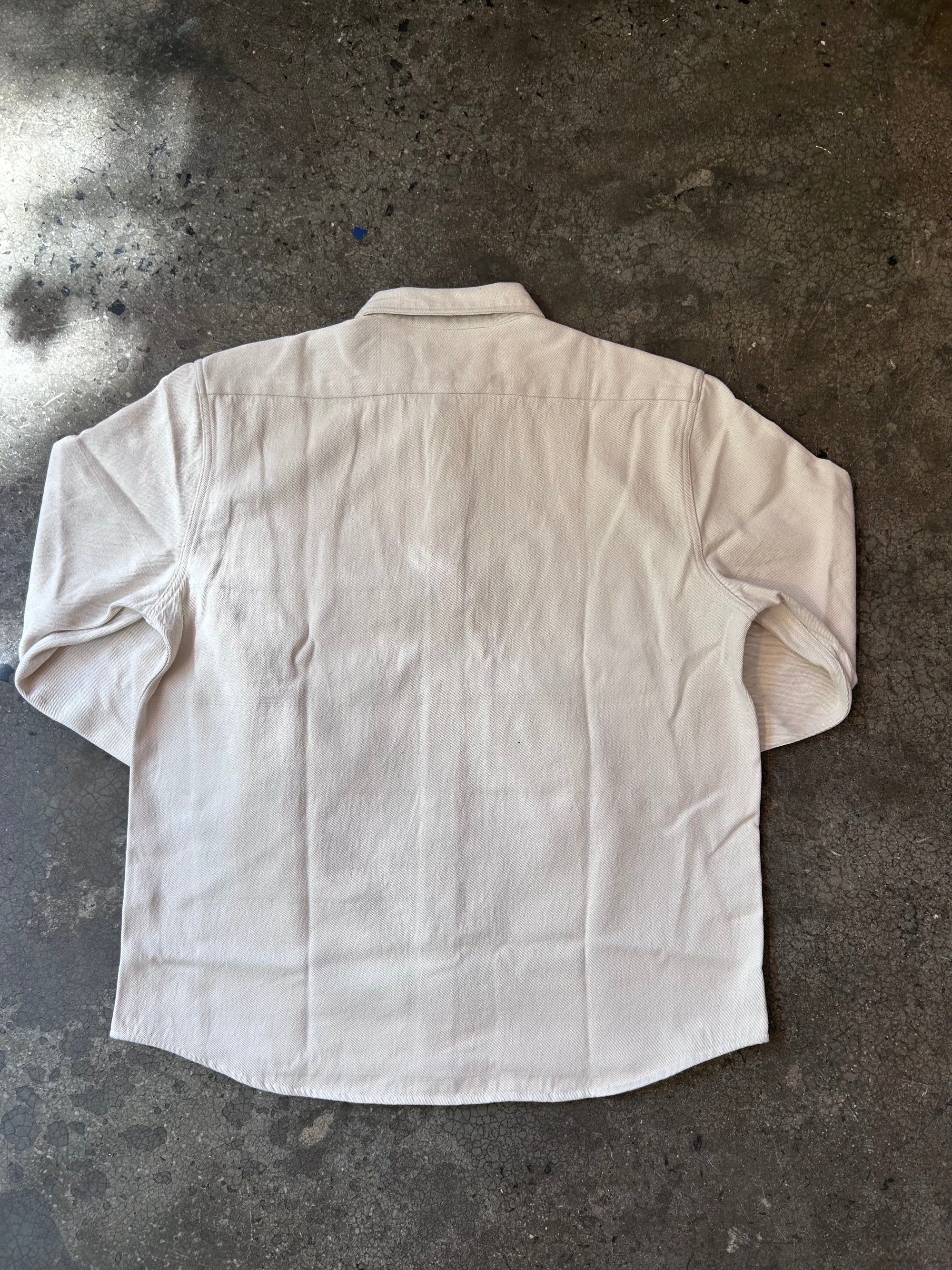 Original Madras Trading Company Round Tail Over Shirt - Cream Denim Weave