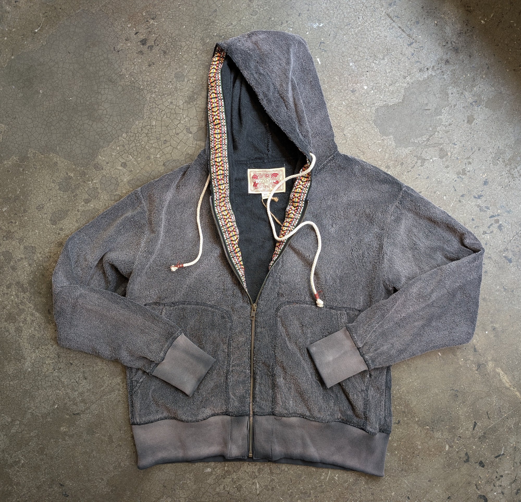 Monostereo Beach Towel Zip Hoodie -Washed Black
