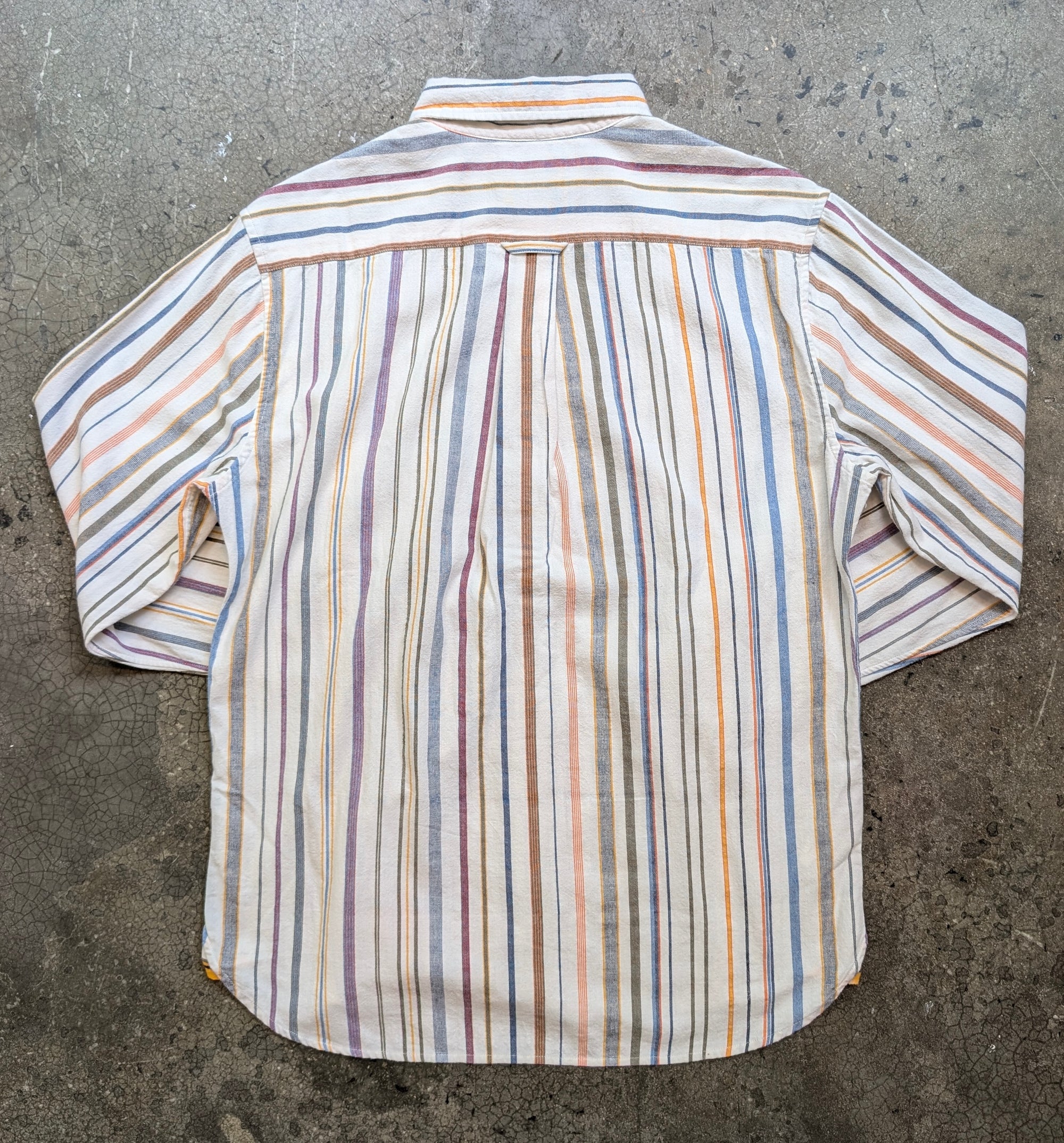 Original Madras Trading Company Classic Button Down Collar Long Sleeve Shirt - White Winter Madras Multi Stripe