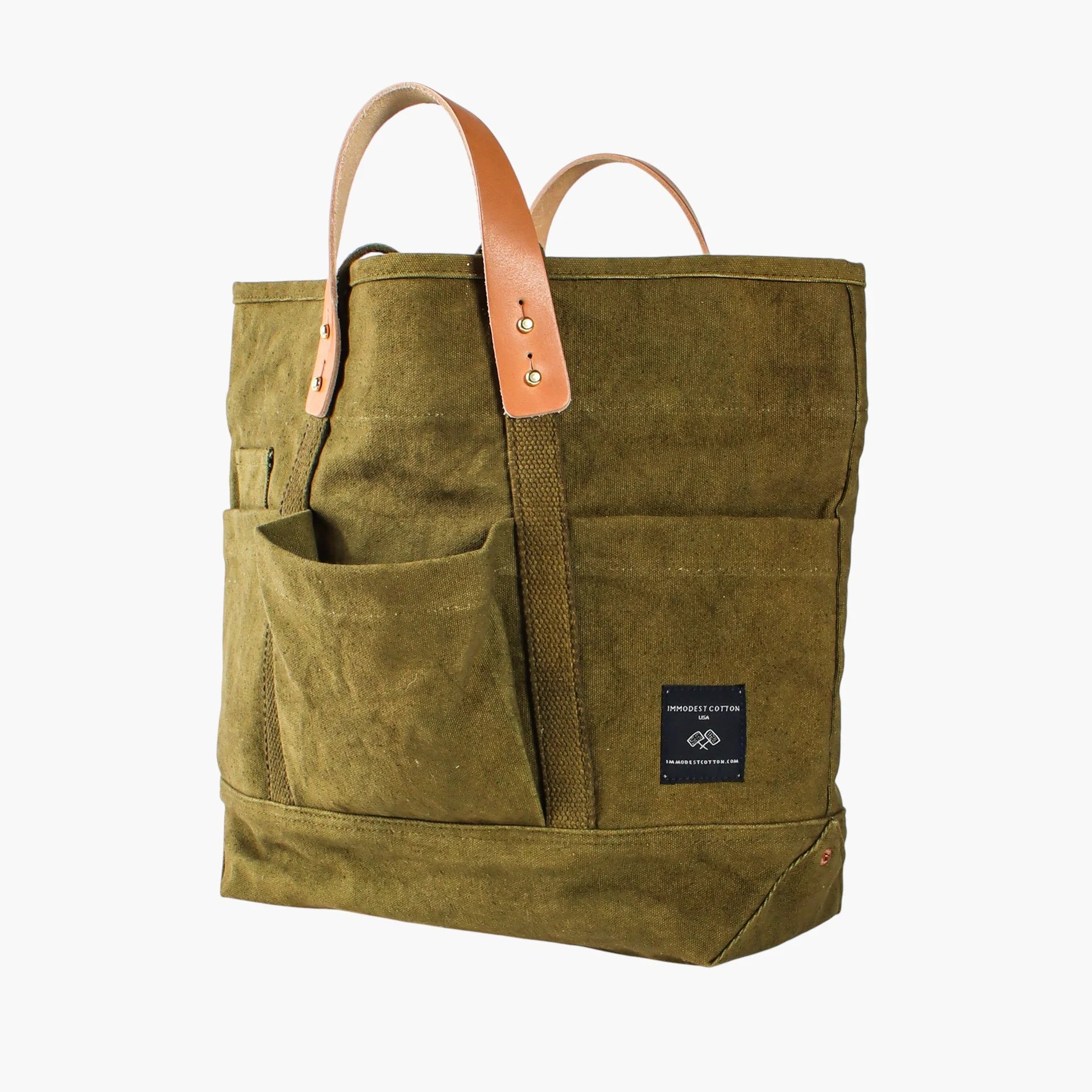 Immodest Cotton Construction Tote -Olive