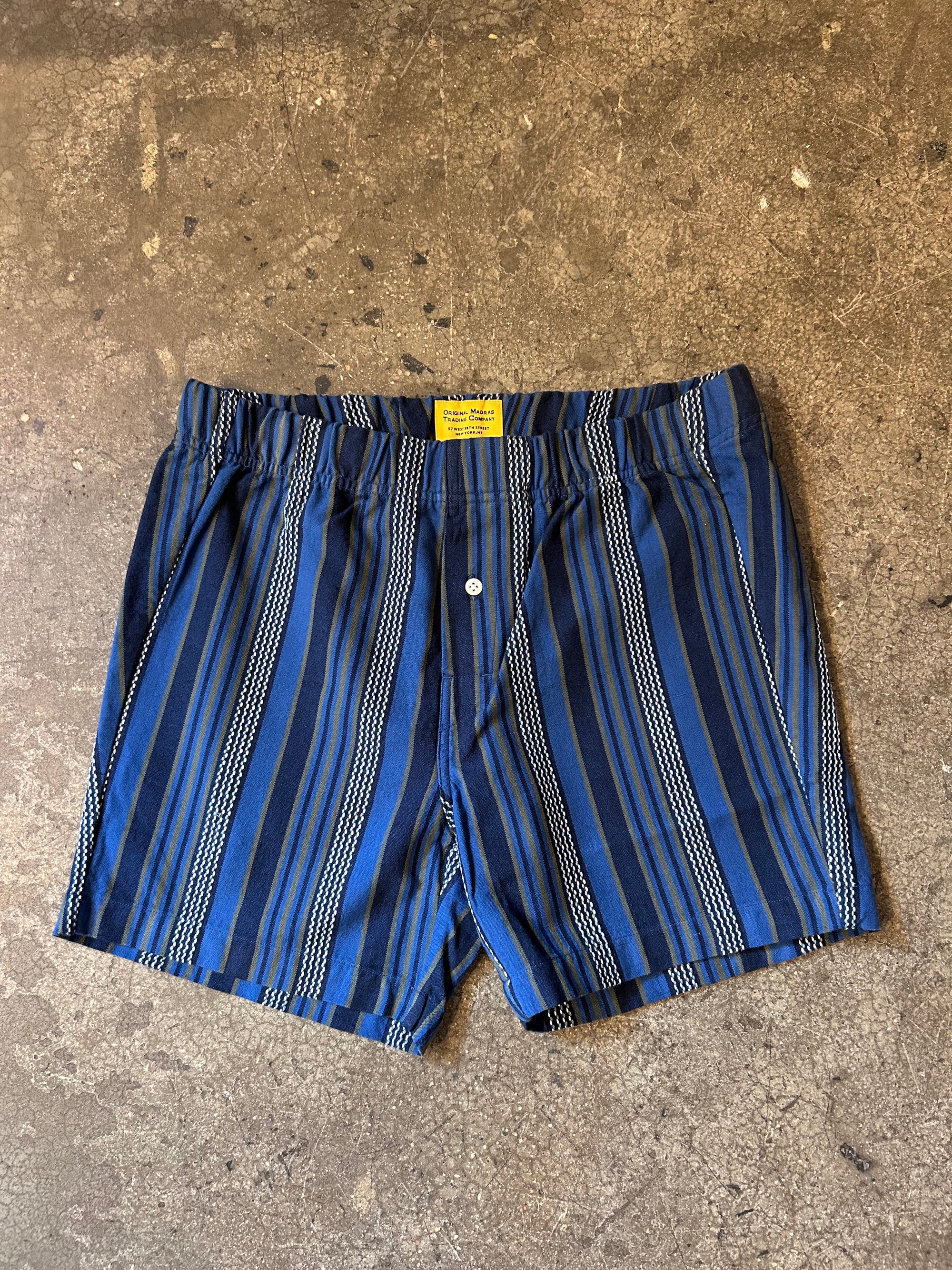 Original Madras Trading Company Boxer Short - Blue Jacquard Weave
