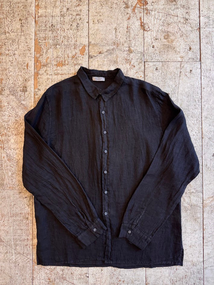 Crossley Long Sleeve Linen Shirt - Black