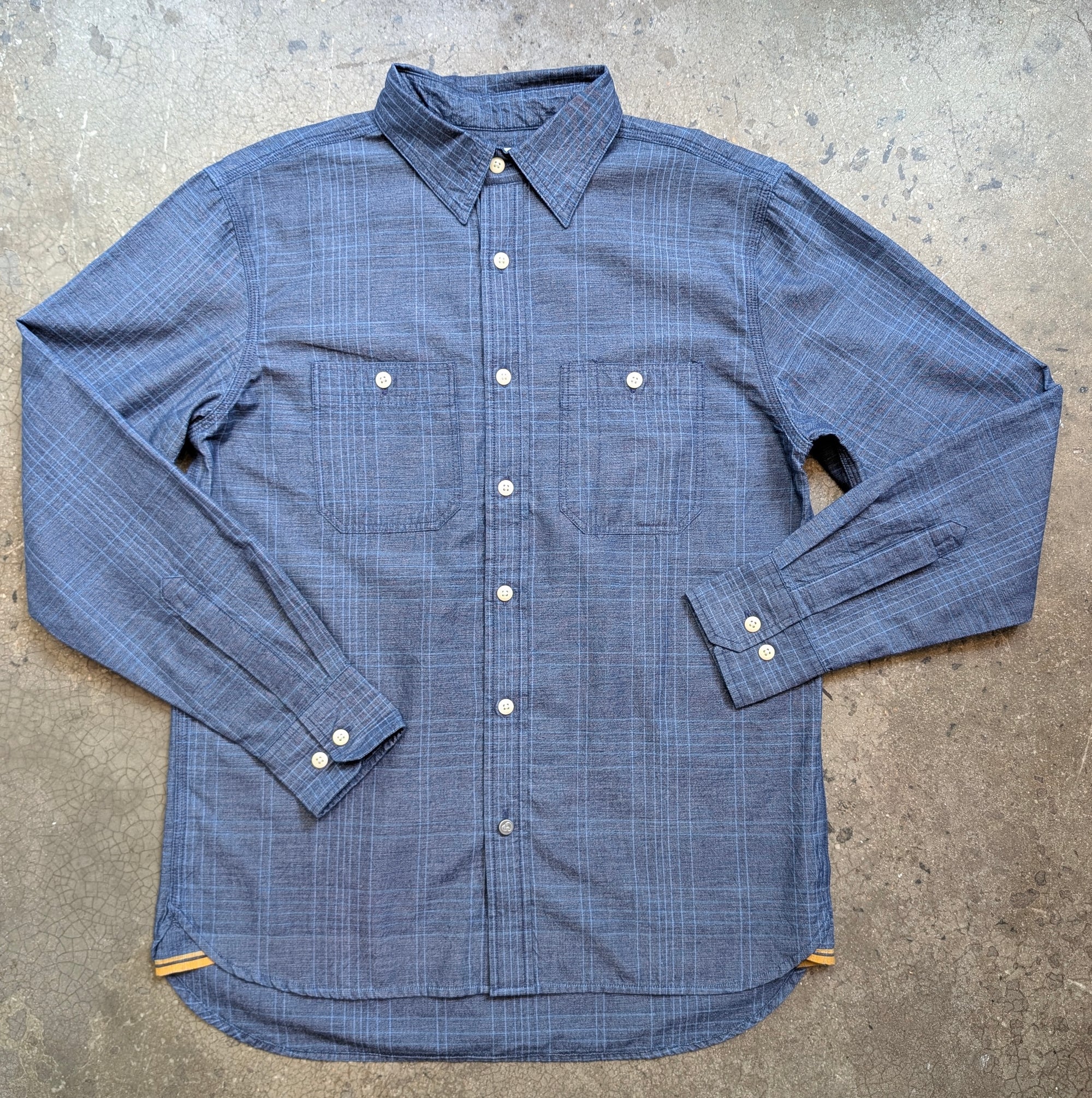 Original Madras Trading Company Utility Shirt - Indigo Check Chambray