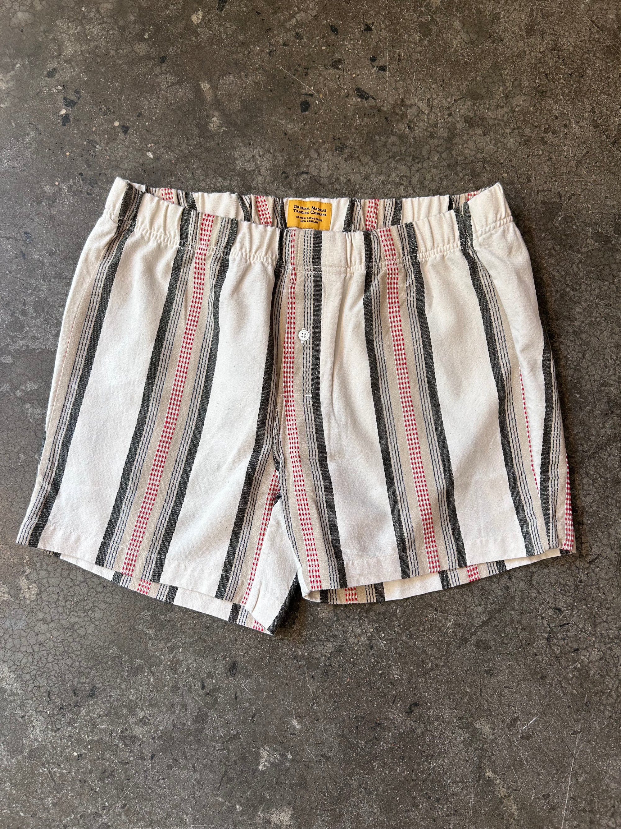 Original Madras Trading Company Boxer Short - White Red Jacquard Weave