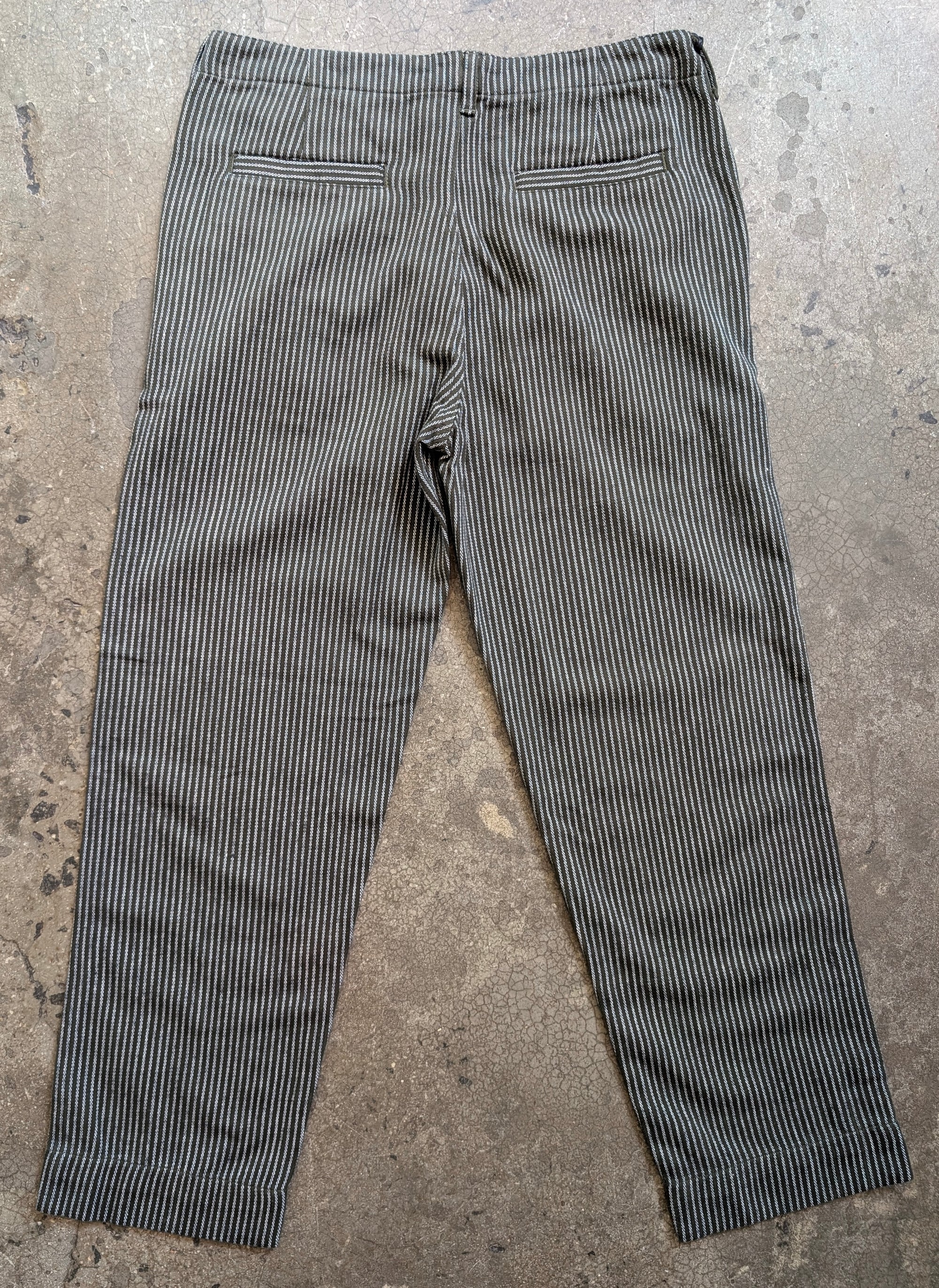 Original Madras Trading Company Field Trouser - Twill Olive White Stripe Denim