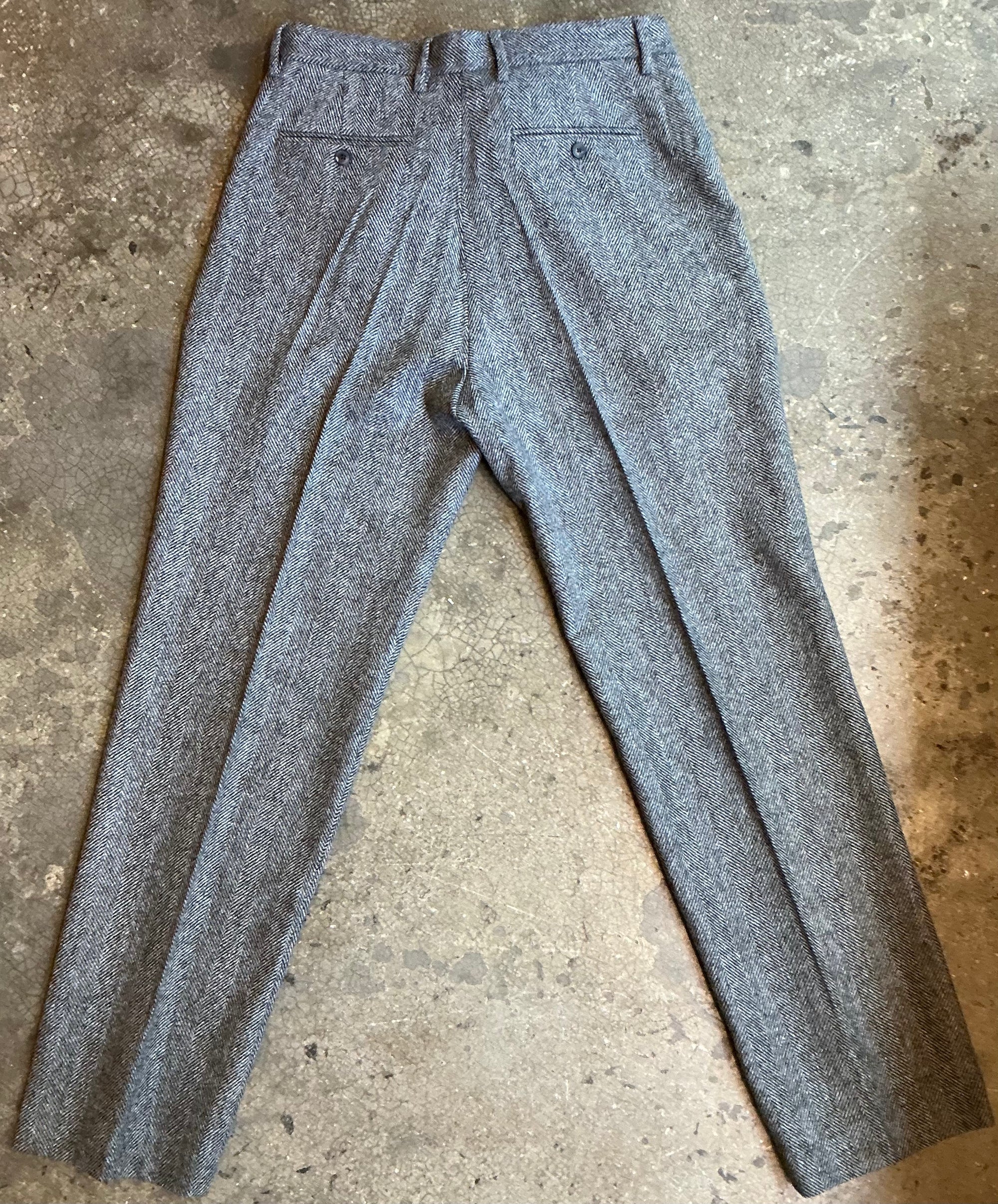 Portuguese Flannel Single Pleat Herringbone Trousers