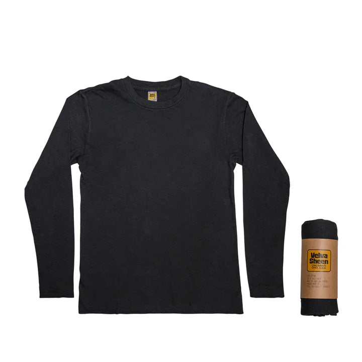 Velva Sheen Rolled Long Sleeve Tee-Black