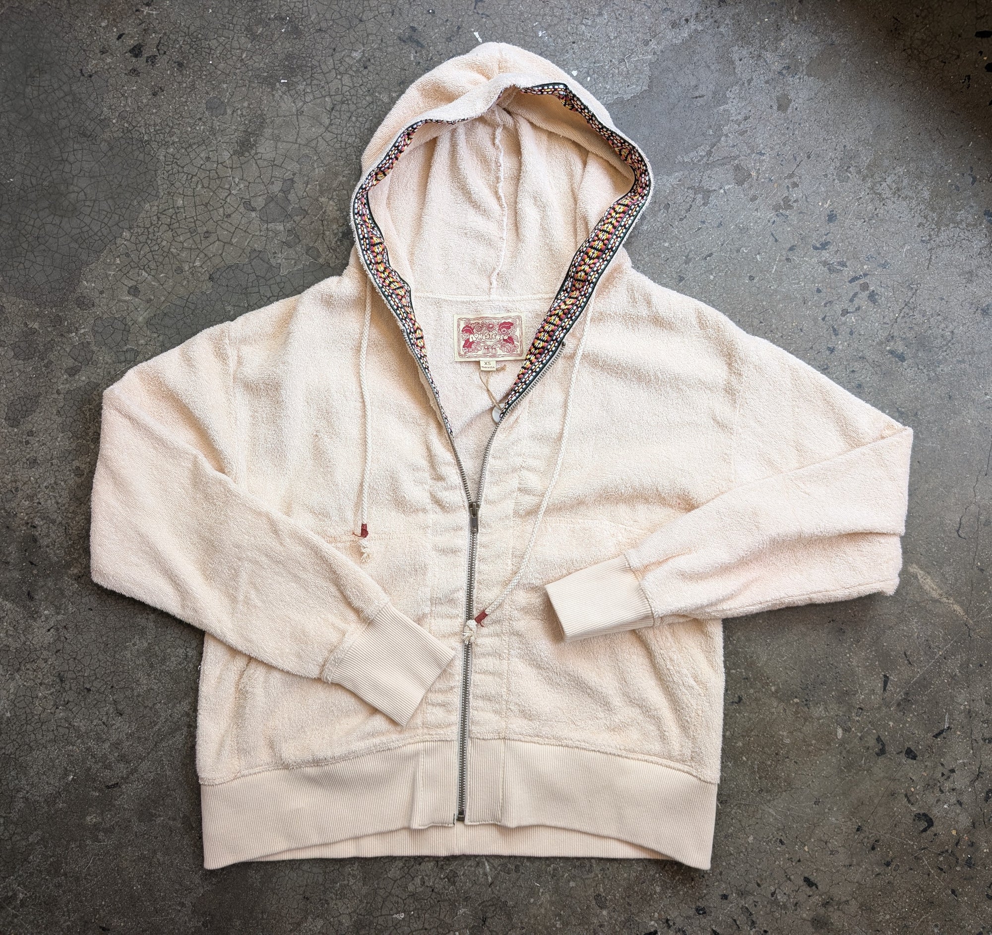 Monostereo Beach Towel Zip Hoodie -Natural