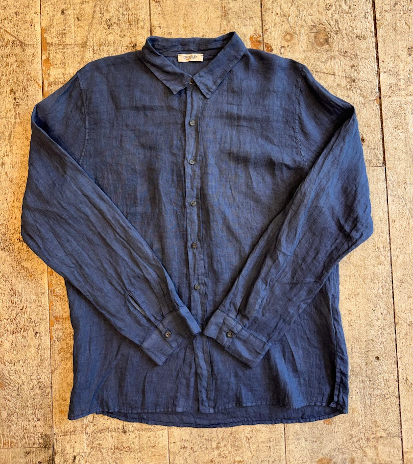 Crossley Long Sleeve Linen Shirt - Ocean Blue