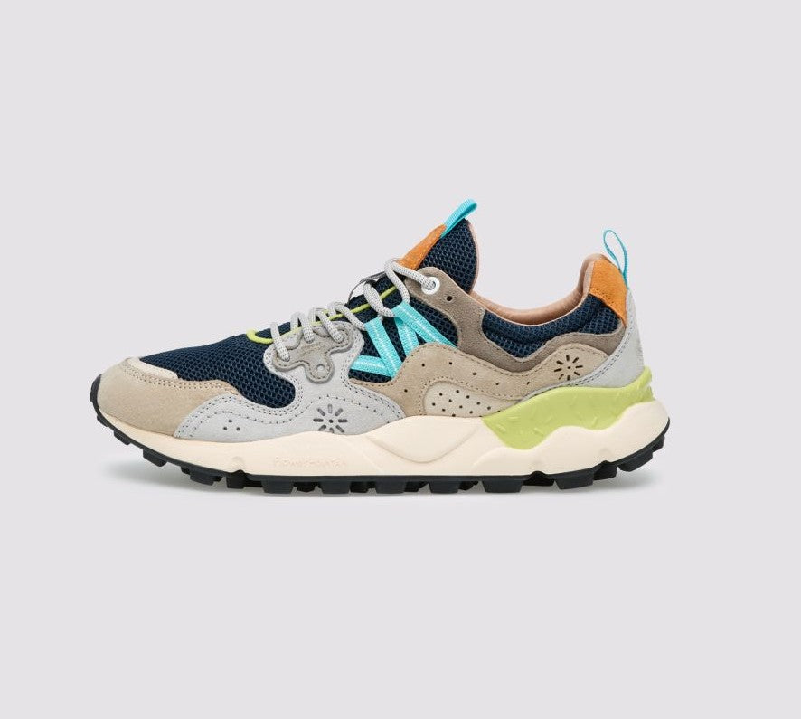 Flower Mountain Yamano 3 Man Suede and technical fabric sneakers - Light grey - Navy