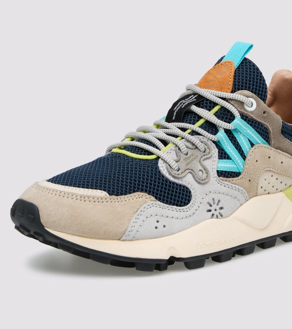 Flower Mountain Yamano 3 Man Suede and technical fabric sneakers - Light grey - Navy