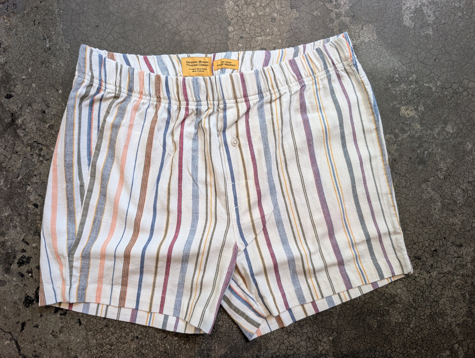 Original Madras Trading Company Boxer Short - White Multi Stripe Winter Madras