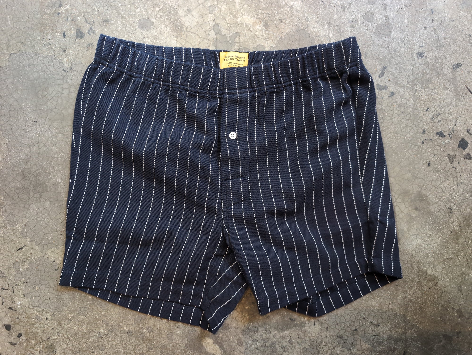Original Madras Trading Company Boxer Short - Two Ply Dark Navy  Pinstripe