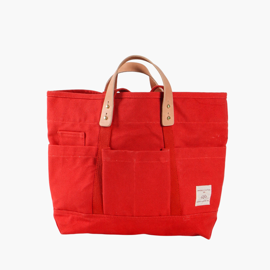 Immodest Cotton Construction Tote - Persimmon Red